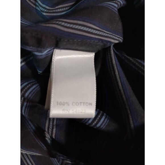 Banana‎ Republic Shirt Men's Large Slim Fit Navy Button Front Long Sleeve - Picture 7 of 8